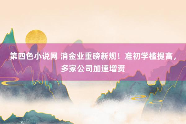 第四色小说网 消金业重磅新规！准初学槛提高，多家公司加速增资