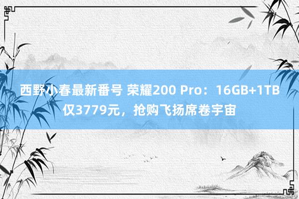 西野小春最新番号 荣耀200 Pro：16GB+1TB仅3779元，抢购飞扬席卷宇宙