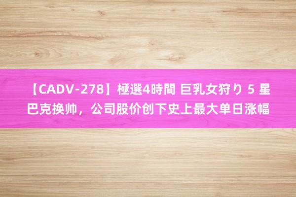 【CADV-278】極選4時間 巨乳女狩り 5 星巴克换帅，公司股价创下史上最大单日涨幅