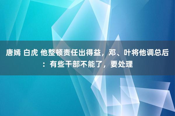 唐嫣 白虎 他整顿责任出得益，邓、叶将他调总后：有些干部不能了，要处理