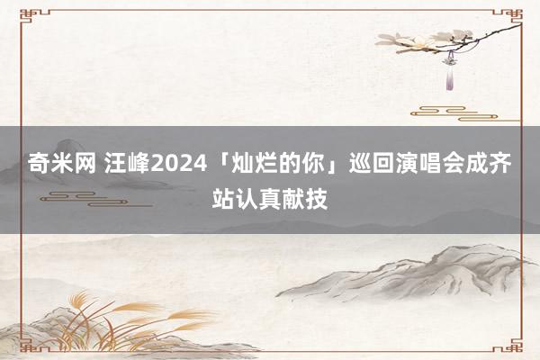 奇米网 汪峰2024「灿烂的你」巡回演唱会成齐站认真献技